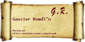 Gaszler Román névjegykártya
